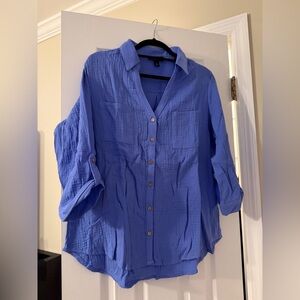 BCX Women's Cobalt Button-Down Shirt